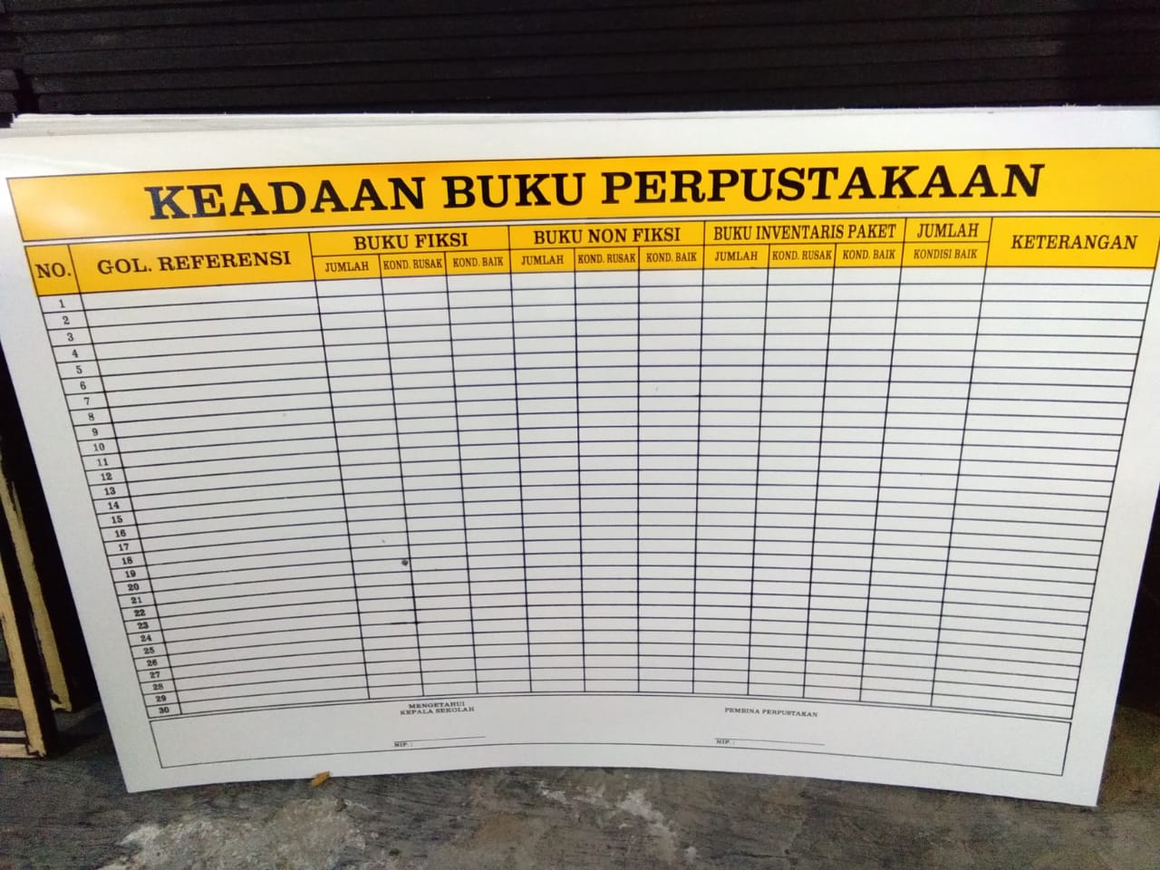 Jual Perlengkapan Sekolah Kantor Papan  Data Keadaan Buku  